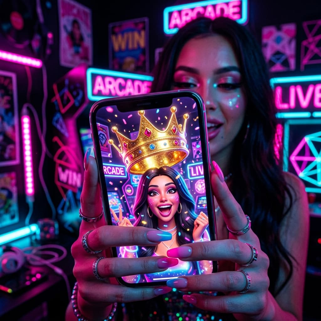 Golden Crown floating on smartphone